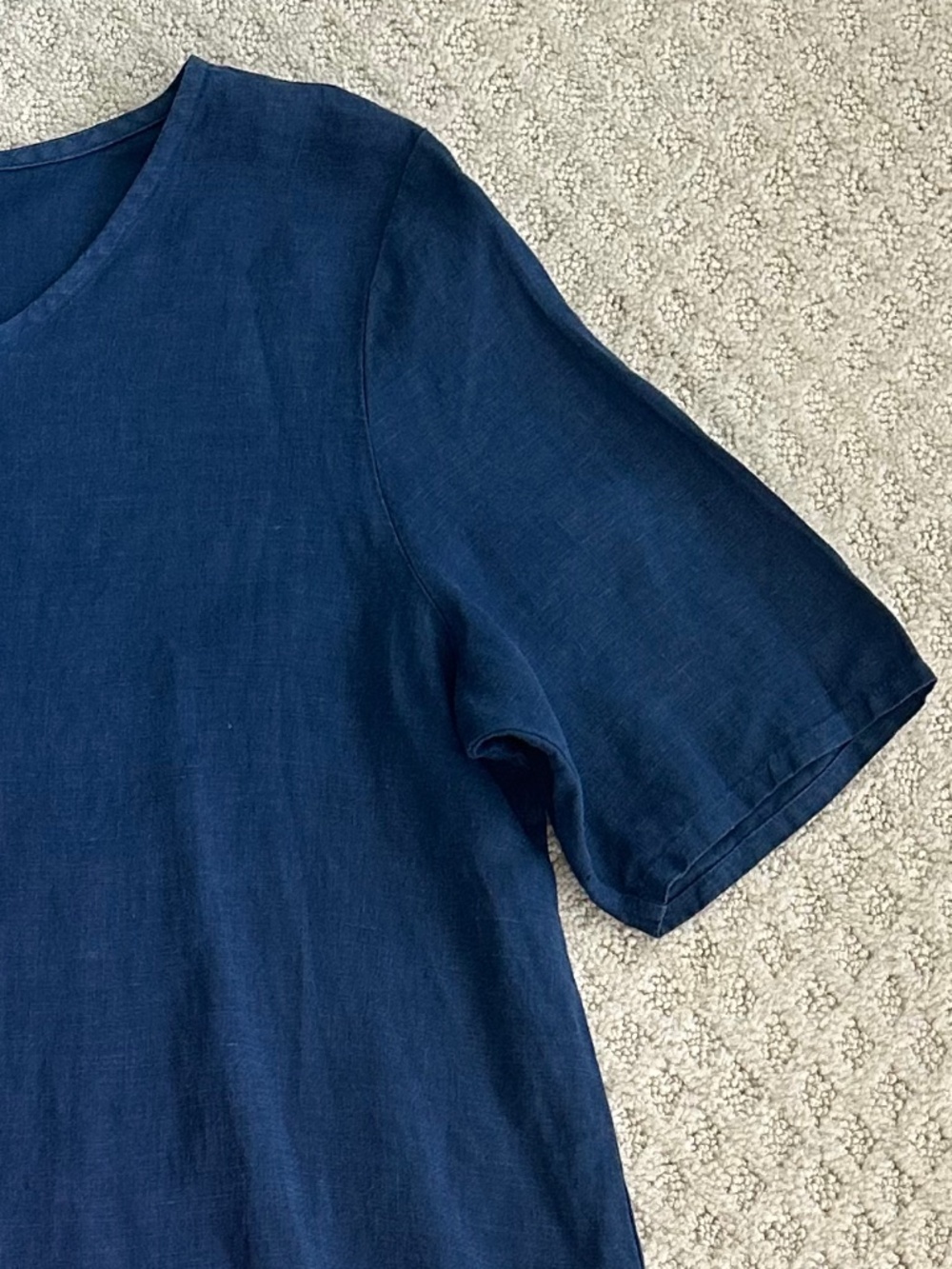 Bryn Walker Linen Hi-Low Tunic Top Navy Small Oversized Lagenlook Relaxed Summer - Picture 3 of 11